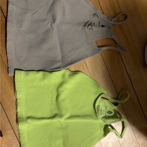 Free People Tan and Lime Crop Tops